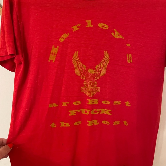 Vintage Authentic 1970s/1980s Harley Tshirt Worn & Threadbare L - Picture 2 of 5